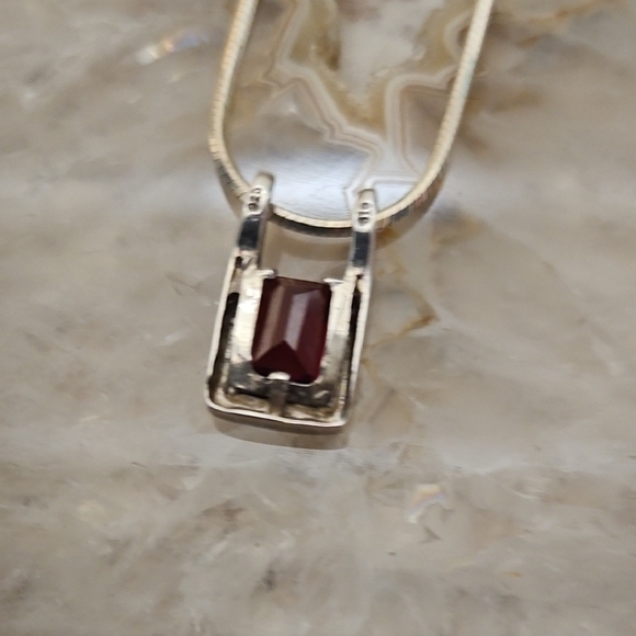 Artisan Sterling Silver Necklace with Garnet - Picture 2 of 10